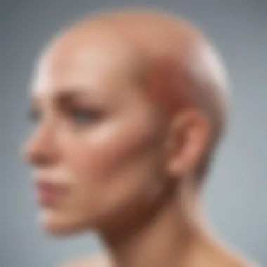 Illustration of symptoms associated with scalp skin cancer