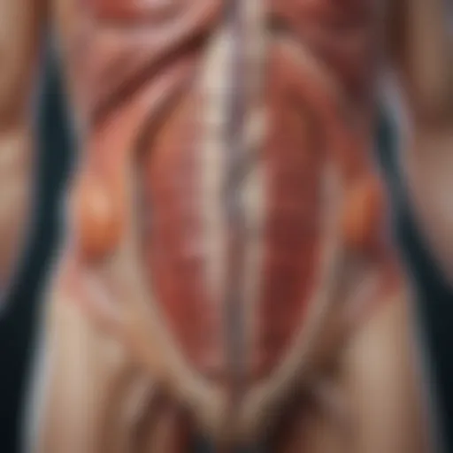 Illustration depicting the anatomy of the abdominal region highlighting the left side.