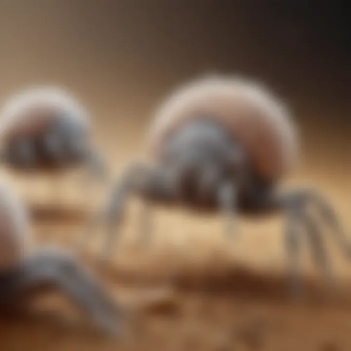 Close-up of dust mites under a microscope