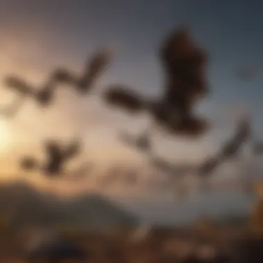Bats in Flight: Adapting to Survival An illustration showing bats in flight, evoking the adaptations they utilize to evade their predators.