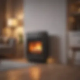 A modern electric furnace in a stylish living room setting