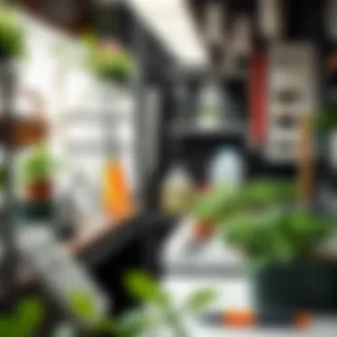 A well-organized hydroponic workstation equipped with essential tools and materials for plant care